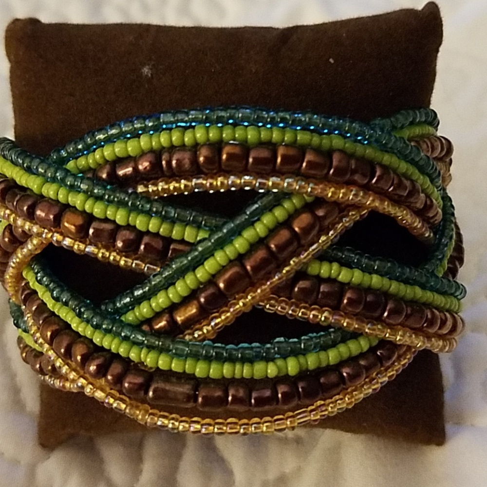 GUC Brown and Green Slap Bracelet